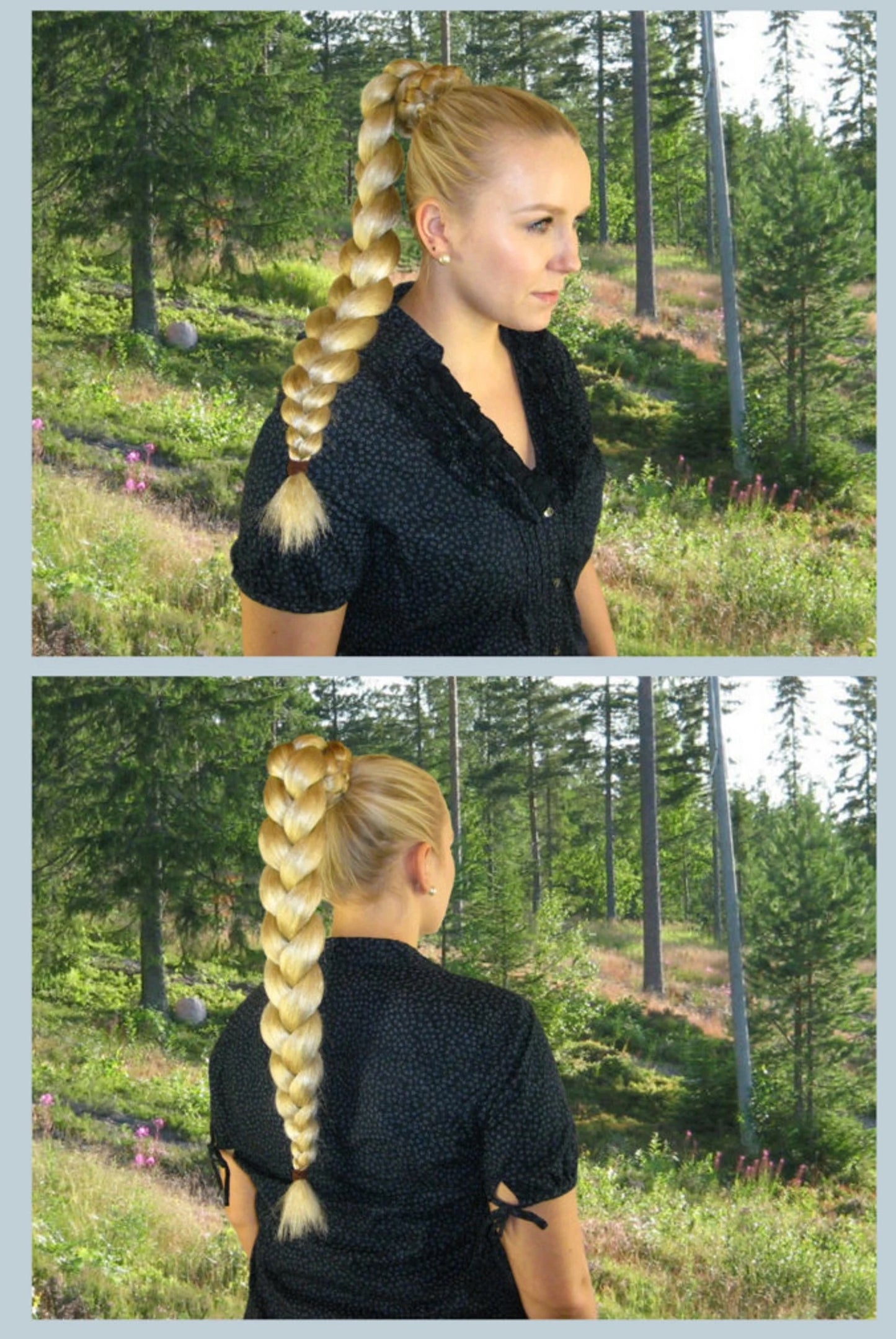 Braided Ponytail Bun Hair Piece - Pony Tail with Braided Hair Tie to Wrap Round