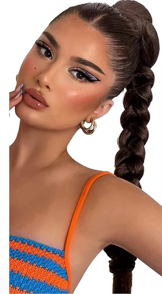 Braided Ponytail Bun Hair Piece - Pony Tail with Braided Hair Tie to Wrap Round