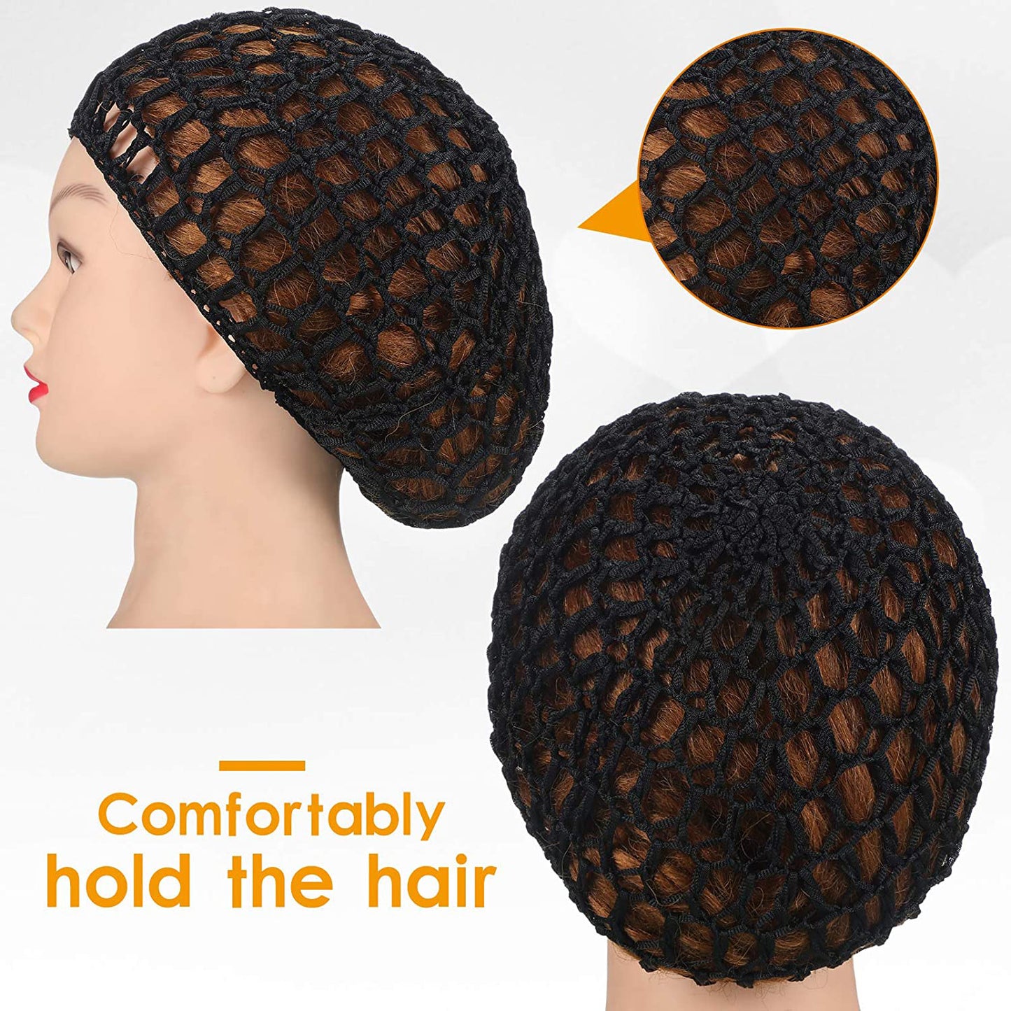 Thick Black Hair Net - Mesh Hair Cap Snood