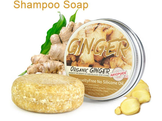 Organic Ginger Hair Growth Shampoo - Cold Pressed Soap Hair Shampoo Bar 60g